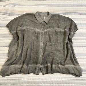 FREE PEOPLE Gray Button-Up Blouse